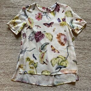 Adam Lippes Floral Fauna Blouse Ivory Size 4